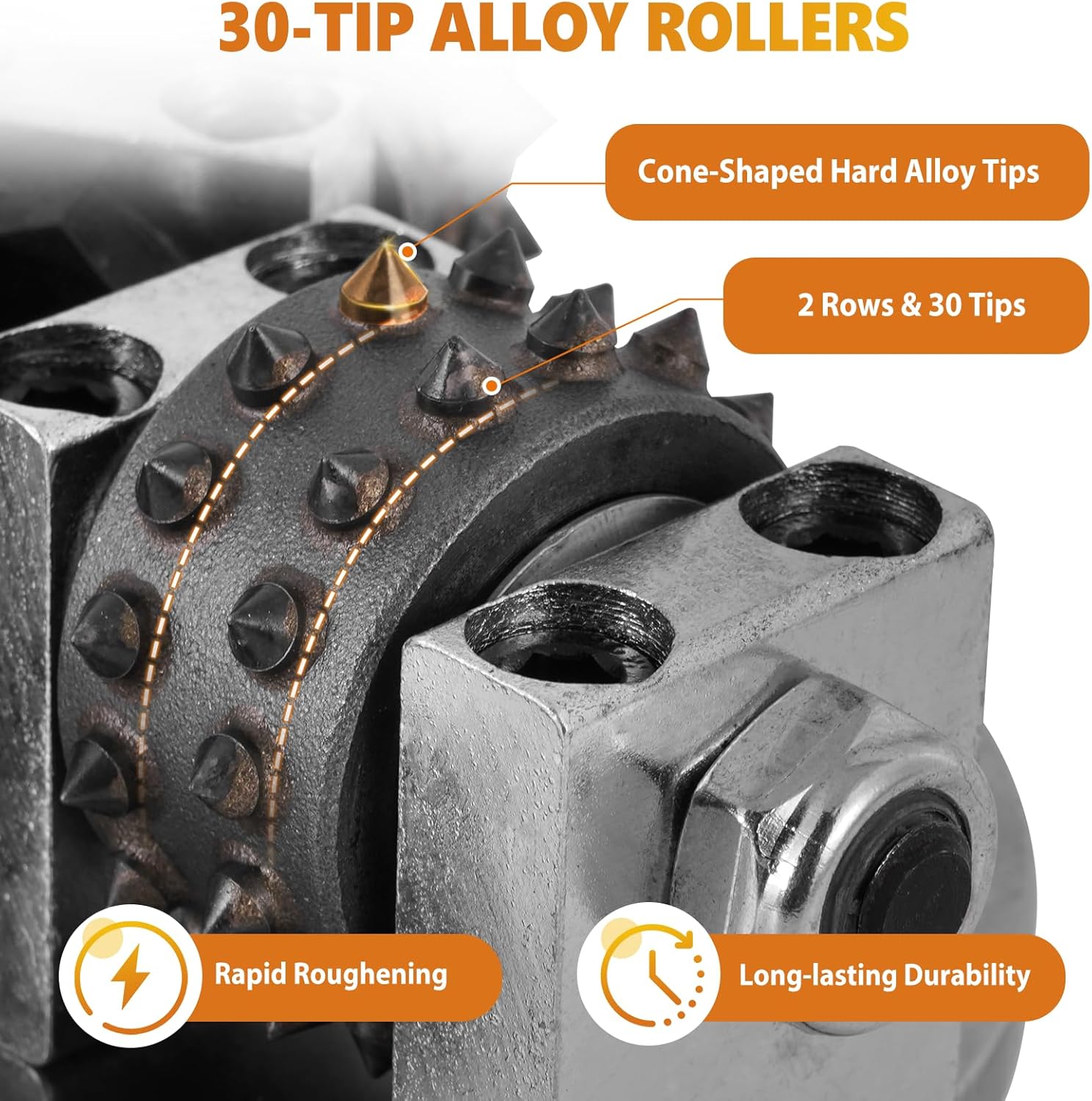 Meticuloso 5 Inch Bush Hammer Tool, Coating Removal Stone Texturing, Concrete Surface Roughening Tool for Variable-Speed Angle Grinders&Polishers (Arbor: 5/8"-11 Threaded), with a M14 Thread Converter