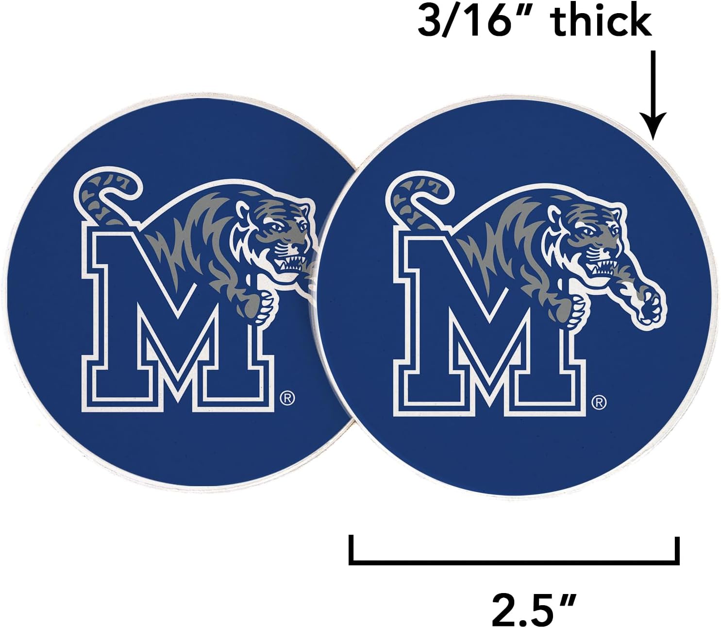 Desert Cactus University of Memphis Car Coaster Tigers UM Absorbent Sandstone Car Cup Coasters Set of 2 (Design A) - Image 2