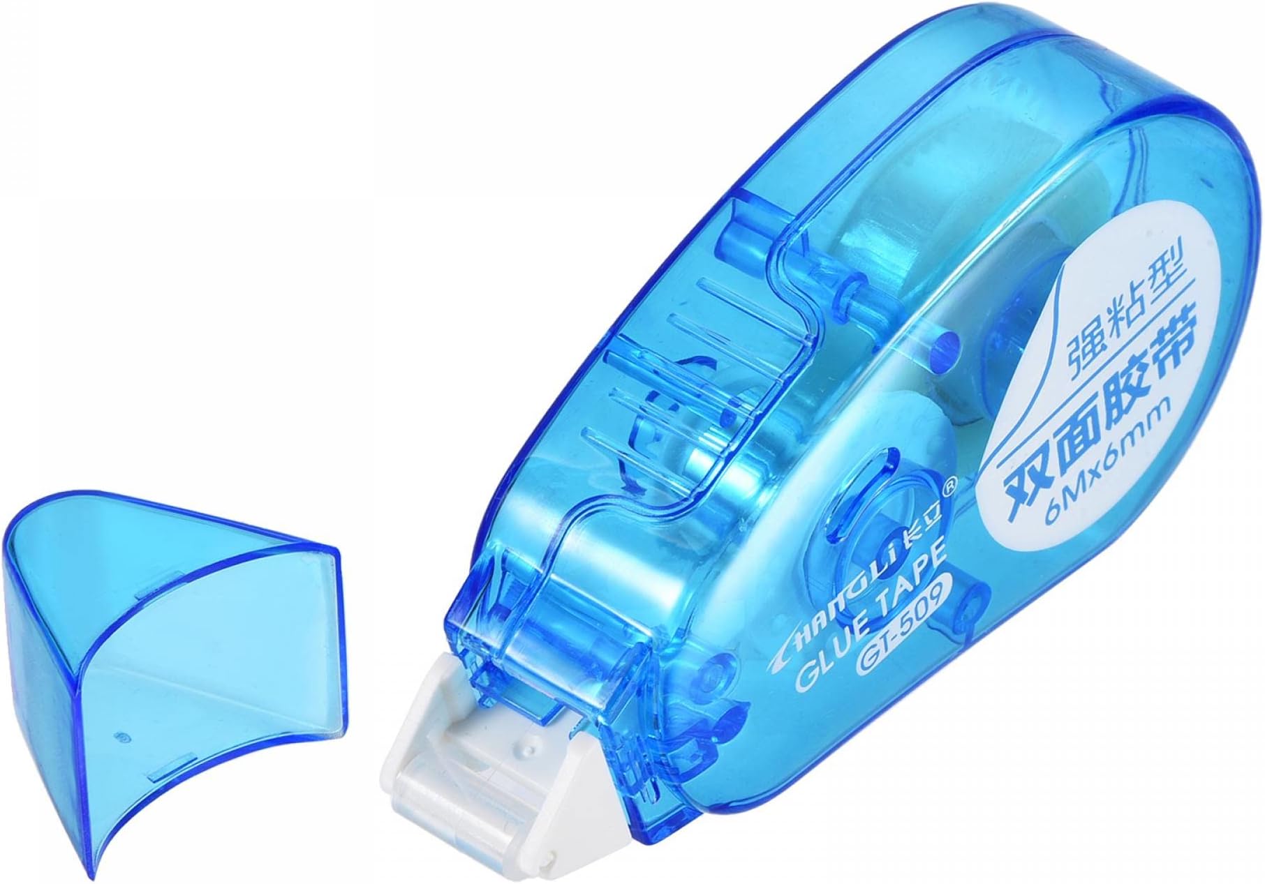 sourcing map Double-Sided Permanent Adhesive Tape 6mm 6m/19.7ft Roller Runner Applicator for Scrapbook Photo Art Craft, Blue