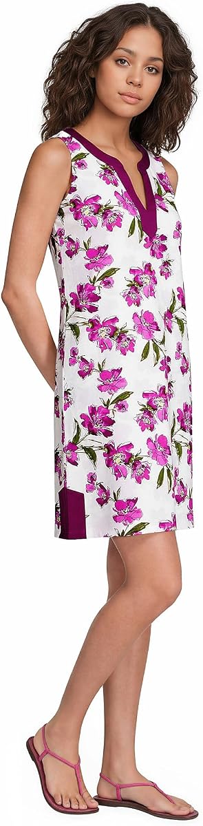 Vestido de mujer de punto de algodón con cuello de muesca y soutache