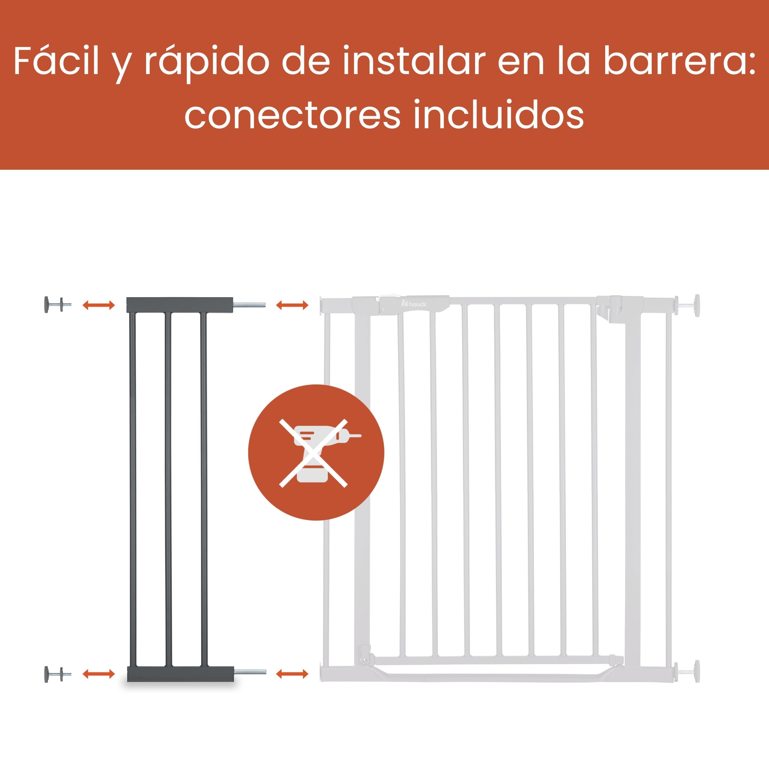 Hauck Extensión 21 cm para Barrera de Seguridad Infantil para Puertas y Escaleras | Apta para Clear Step 2 - Open N Stop 2 - Open N Stop KD - Stop N Safe 2 - Autoclose N Stop 2 - Gris | Compatible con hauck Open N Stop 2, Clear Step 2, Clear Step Autoclos
