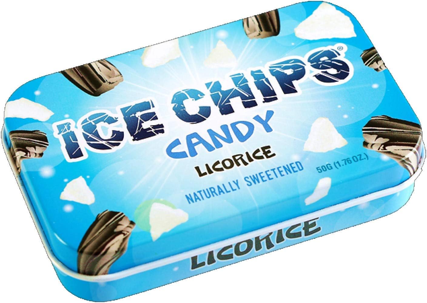 ICE CHIPS Licorice Xylitol Mints 6 Single Tins