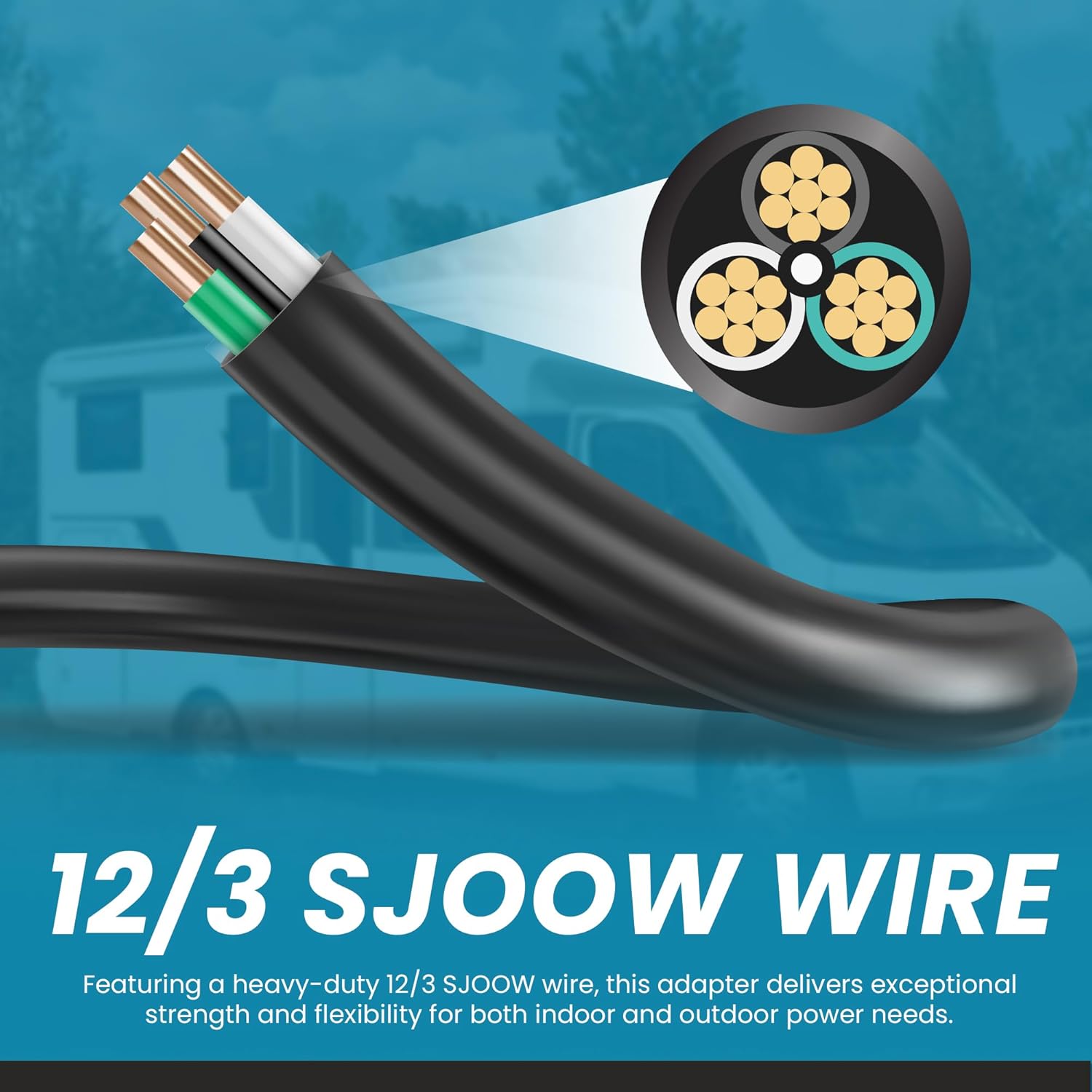 IronBox Electric - NEMA L14-20P to L5-30R Plug Adapter - Rated for 20A/125V - 12/3 SJOOW Wire - Heavy Duty Power Cord - Power Cable for RV, Generators, Transfer Switch and Backup Power (1 Foot)