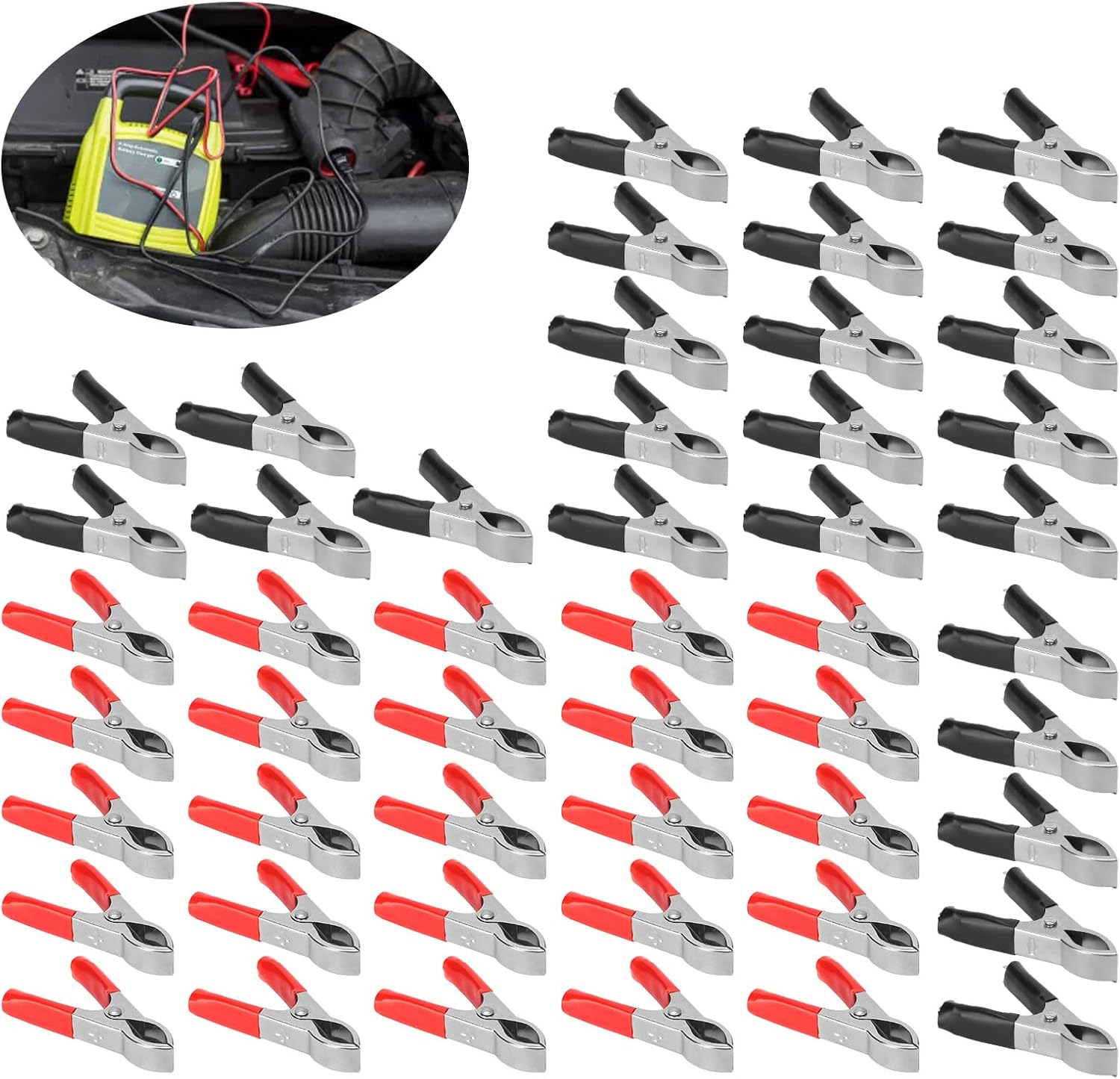 BTIHCEUOT Clamp for Inverter Battery Cable clamp 300W Red Black Insulated 30A 50 PCS for Household appliances