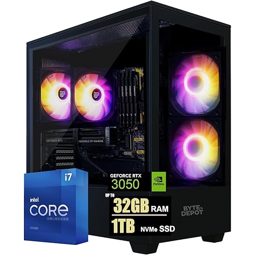 BYTE DEPOT Gamer Master Gaming Desktop PC - Intel Core i7, 32GB RAM, 1TB NVMe M.2 SSD, NVIDIA GeForce RTX 3050 6GB GDDR6, WiFi 6 Ready & Windows 11 Pro