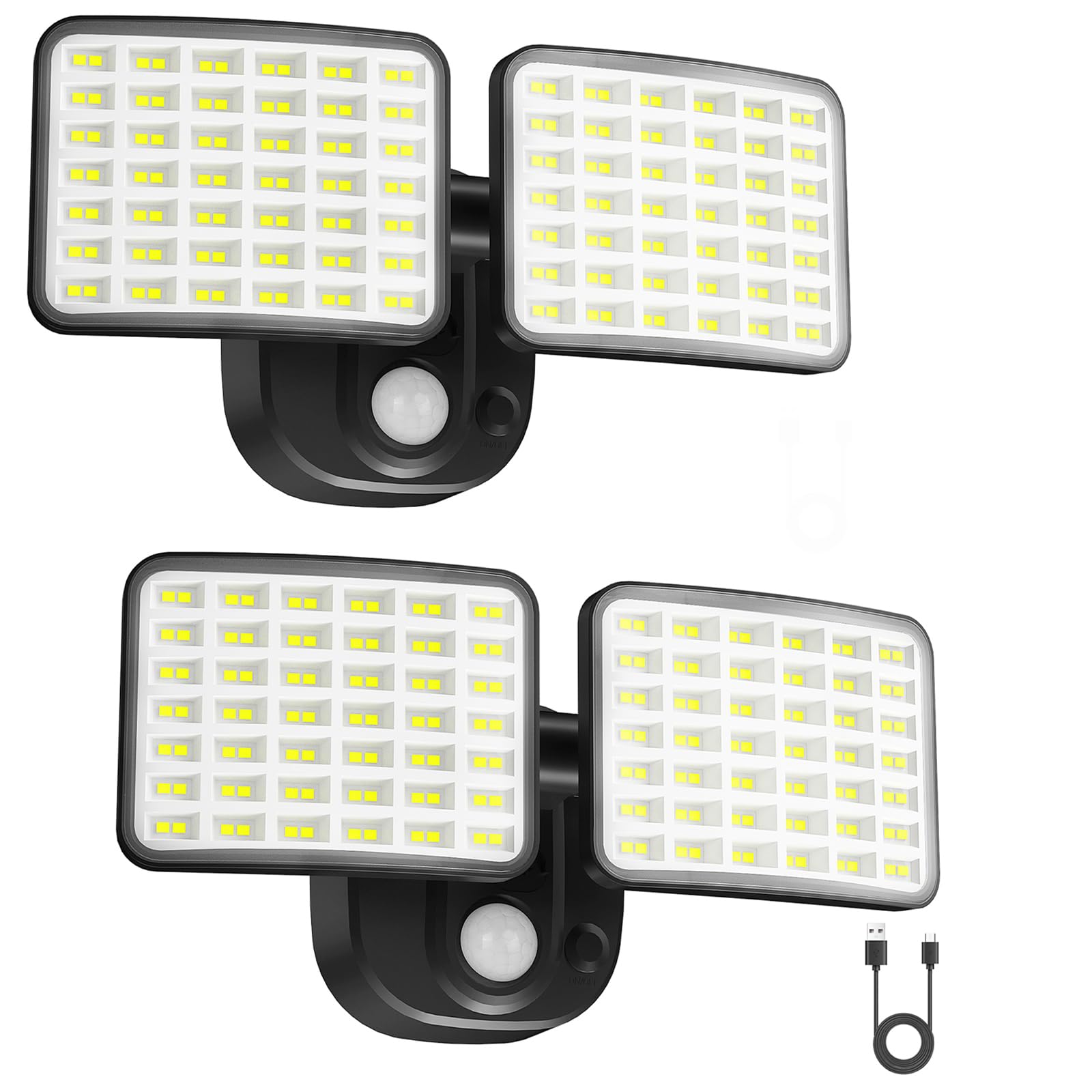 Rechargeable Battery Operated Light, 2500&amp;4000LM Motion Sensor Security Light(1-3 Months Endurance), USB Charging LED Flood Outdoor for Garage/Yard/Entryways/Patio/Garden (2 Pack)