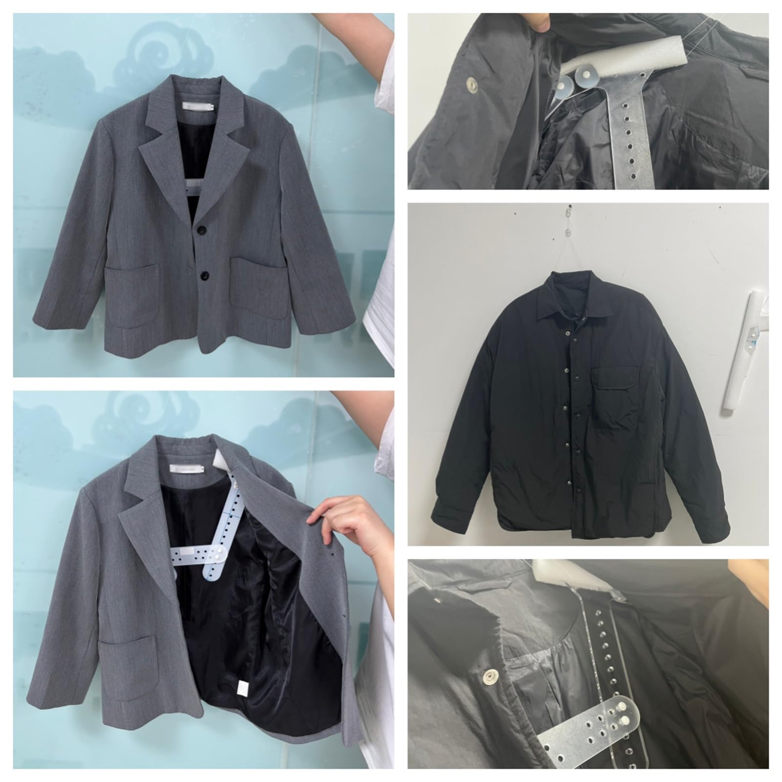 Confezione da 2 grucce a forma di busto trasparente | Espositore per abbigliamento con manichini regolabili e sistema di sospensione a filo invisibile per negozi