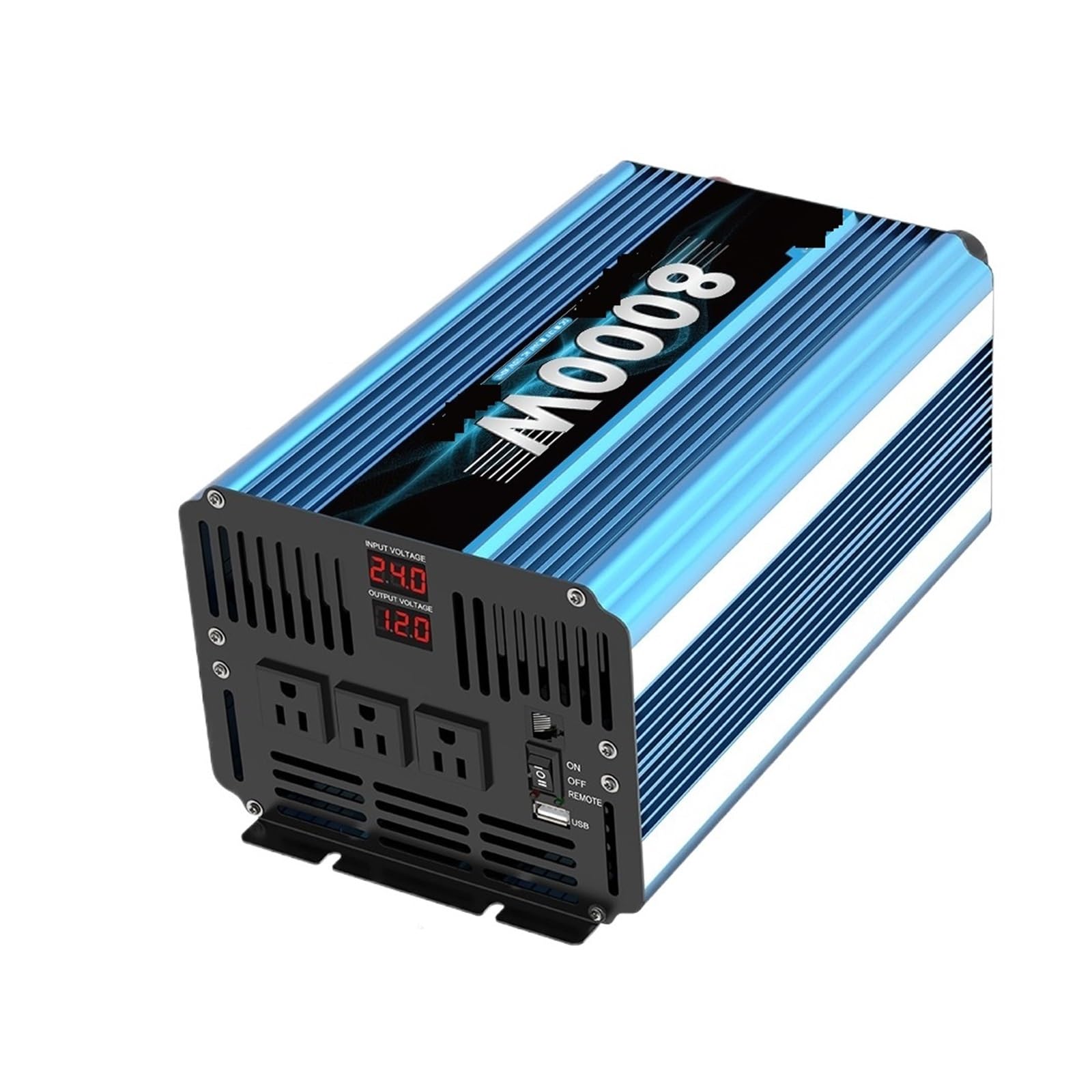 Przetwornica napięcia, Falownik o mocy szczytowej 8000 W, czysta fala sinusoidalna 3000, prąd stały 12 V, 24 na przemienny, wyświetlacz LCD 120 do samochodów ciężarowych, do domu(24V 120V 8000W)