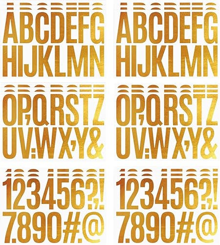 Zayookey 18 hojas de calcomanías autoadhesivas de 3 pulgadas con purpurina dorada, calcomanías de números del alfabeto, calcomanías de letras