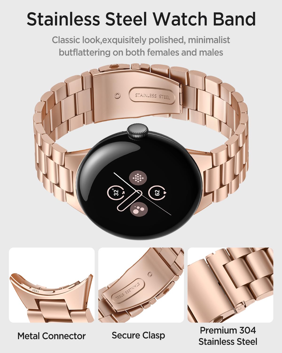Miimall Metal Strap Compatible with Google Pixel Watch 4/3 45mm (2025/2024) - Image 2
