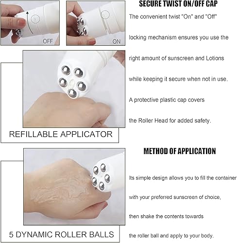 Miniatura 2 de Paquete de 2 aplicadores de rodillo de protección solar, aplicador de crema solar y loción para espalda, aplicador de rollo de rodillo recargable