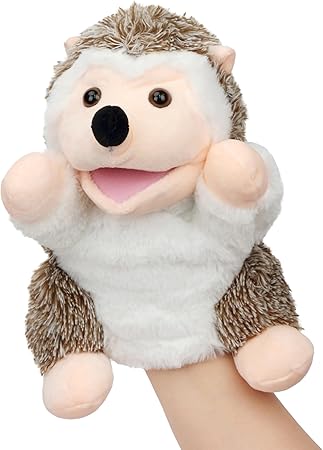 Easfan Hedgehog Hand Puppet with Movable Mouth Interactive Storytelling Cute Soft Plush Toy Creativity and Imagination Easter Christmas Birthday Gifts for Toddlers Kids,10’’