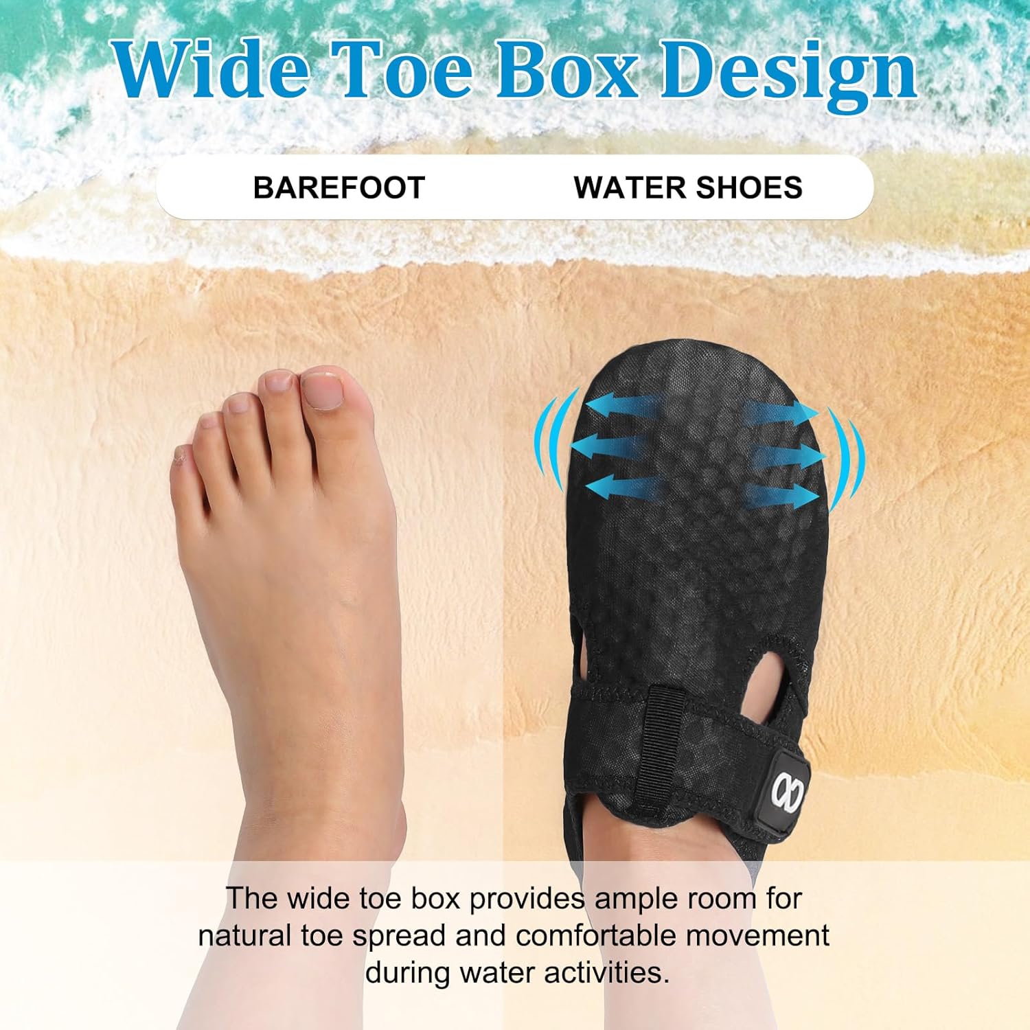 XIHALOOK Water Shoes for Women Men Swim Beach Aqua Socks Quick Dry Barefoot House Slippers with Adjustable Magic Tape for Pool Surf Yoga Travel - Image 4