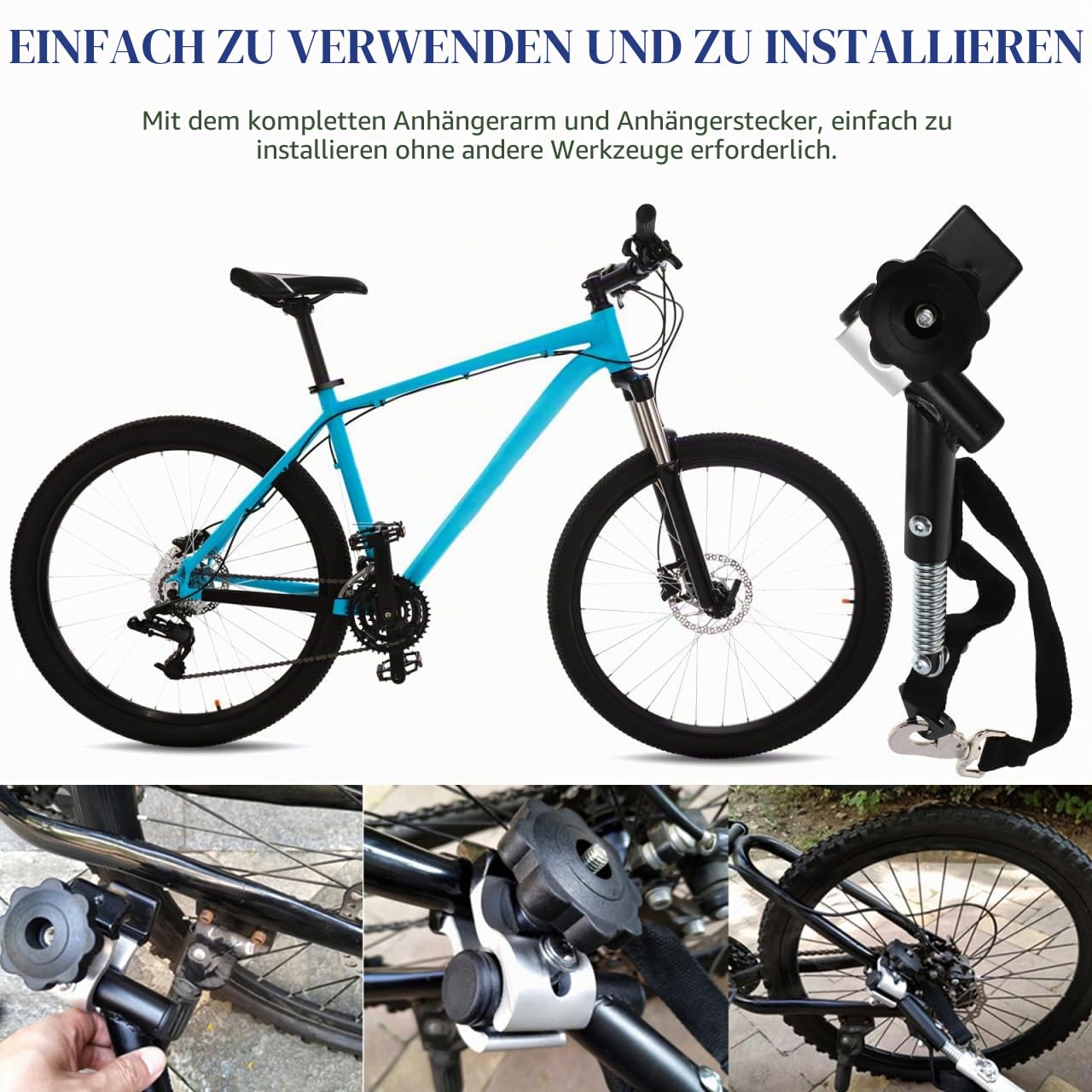 Gadpiparty FahrradanhäNger Kupplung, Universal AnhäNgerkupplung Fahrrad, für 19mm Rundrohr Mit Nylonband und Deichsel FahrradanhäNgerbefestigung für Elektro, und UniversalfahrräDer