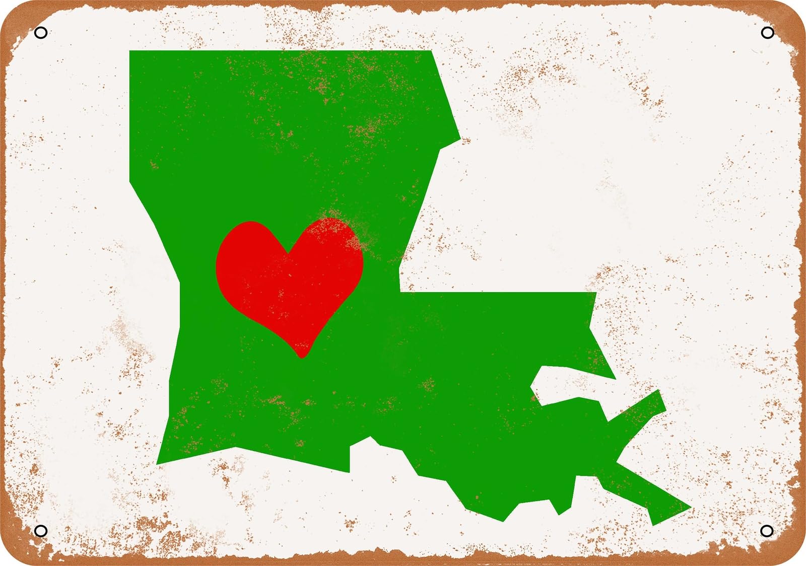 Miaomansenstore Metal Sign - Love Heart Louisiana - Vintage Look Home Decor