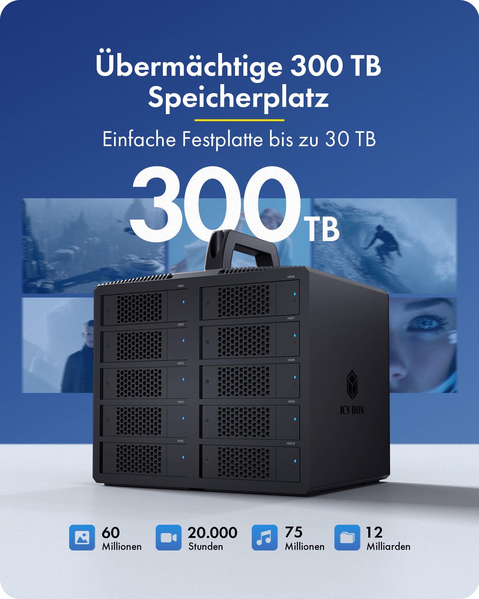 ICY BOX 10-Fach Gehäuse, HDD/SSD 2,5"/3,5", SATA, USB-C, IB-3710-CU31