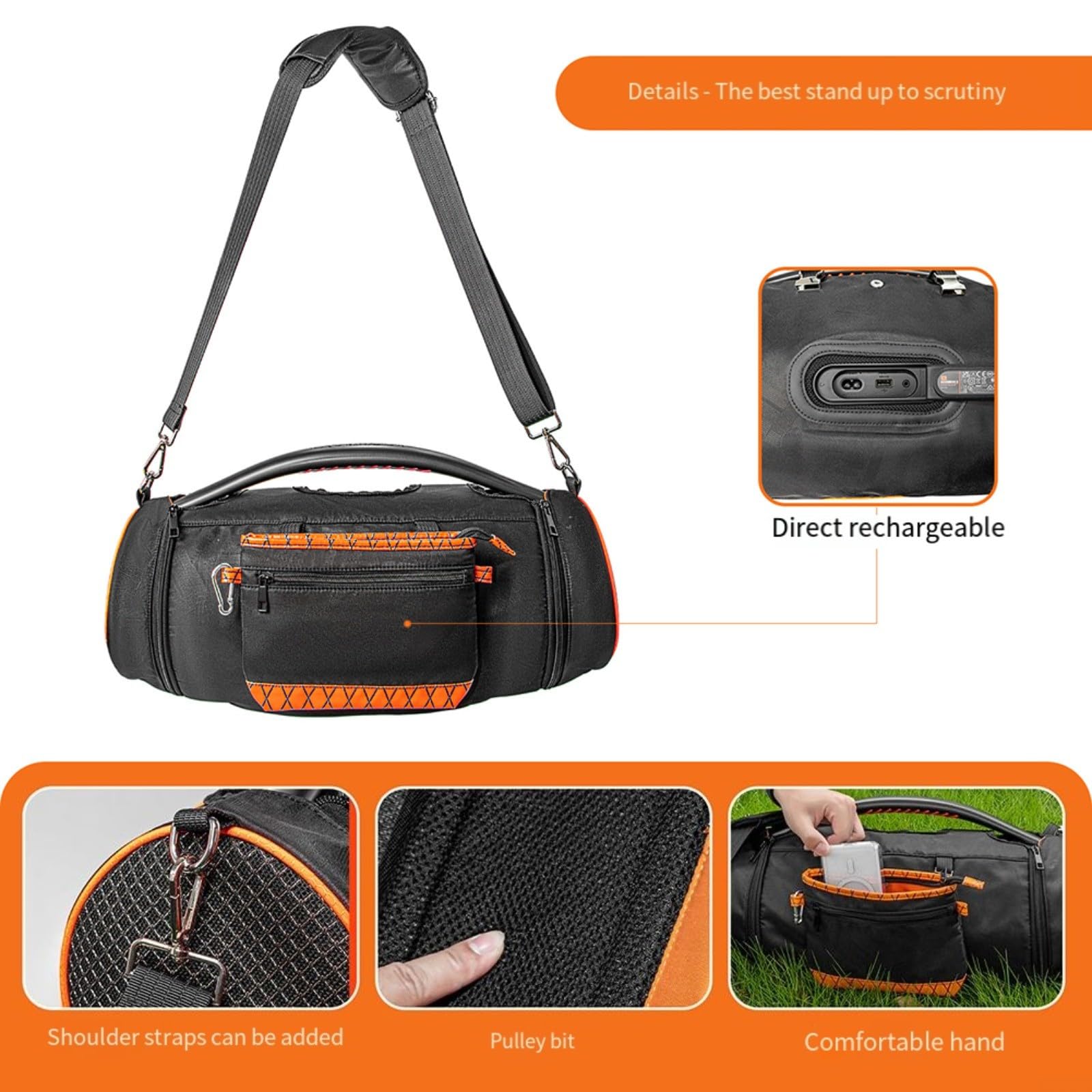 Bolsa de almacenamiento EVA a prueba de golpes para Boombox 1 2 3, carcasa rígida para altavoz con capa insonorizada, para caja de transporte compacta de viaje 47x18x18cm