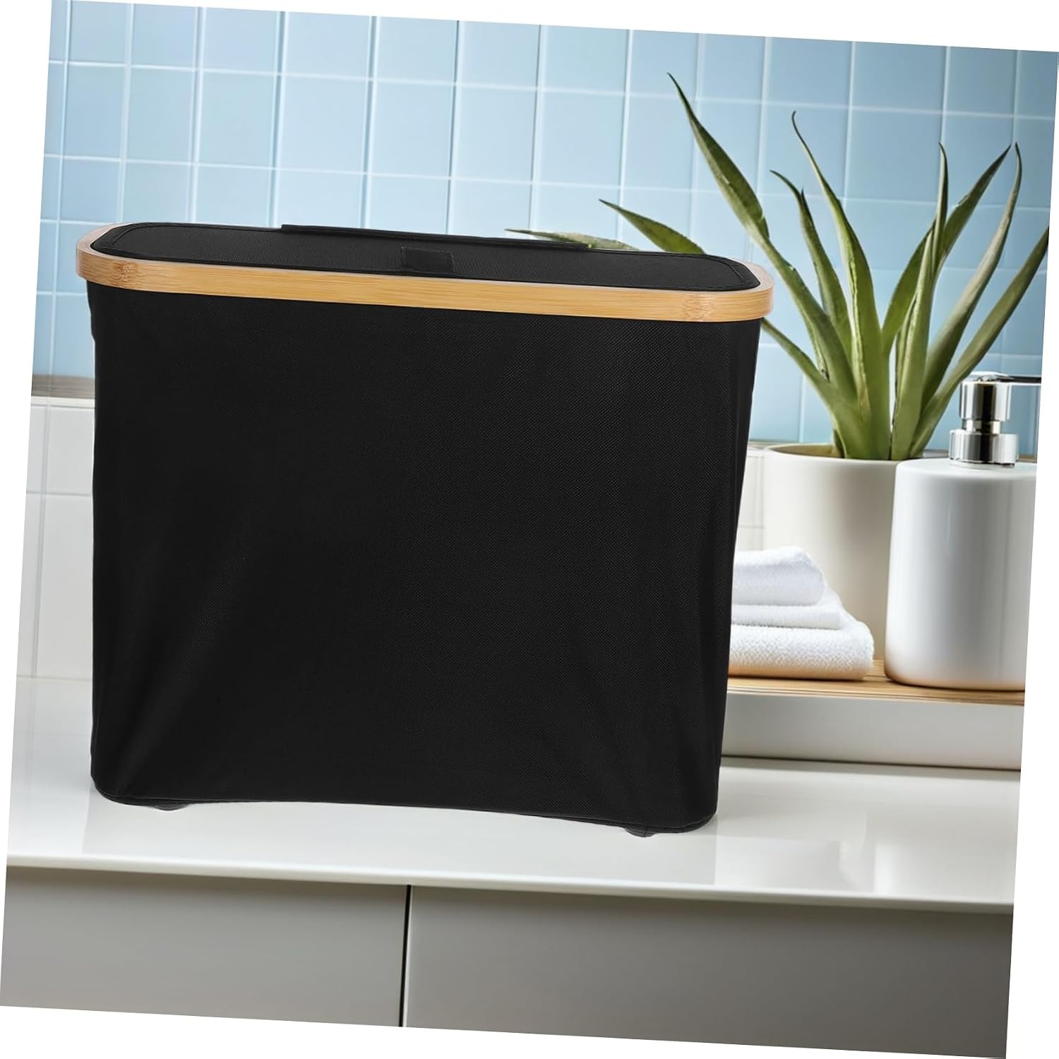 Toilet Paper Organizer Basket with Foldable Lid Transparent Tissue Storage Bin for Bathroom Kitchen and Pantry Multi Purpose