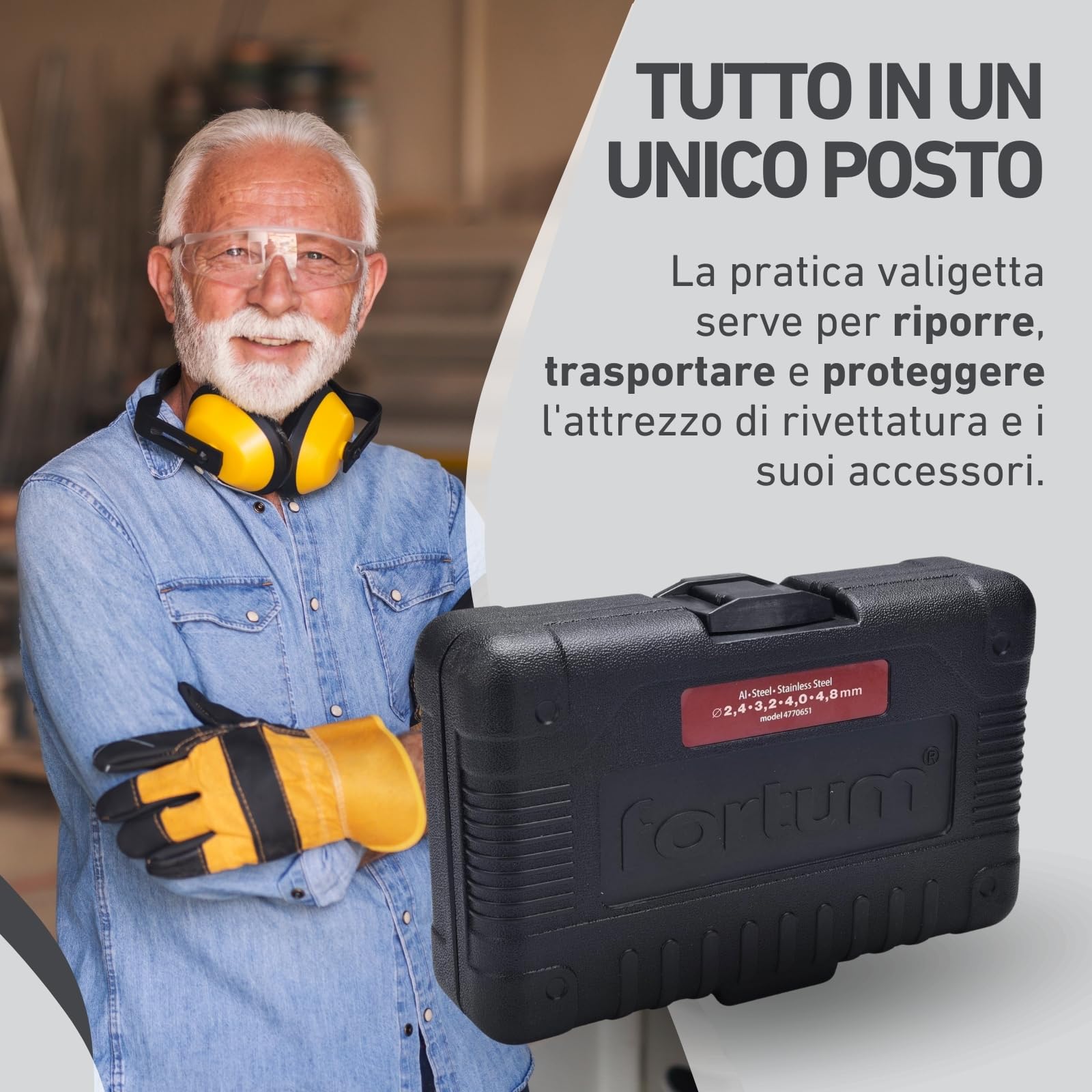 Rivettatrice per avvitatrice a batteria e trapano I Rivettatrice per ribattini ciechi in alluminio, acciaio e acciaio inox I Rivettatrice per rivetti ciechi 2,4-4,8 mm I Adattatore