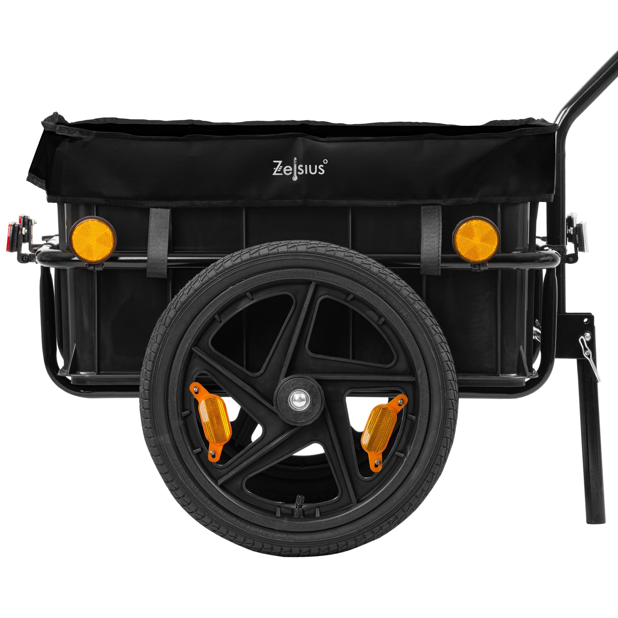 Zelsius Remorque de vélo | 68 litres | Chariot de transport, chariot à vélo, chariot à main | Remorque pour vélo, remorque de charge avec bac en plastique | Remorque de transport, boîte de transport