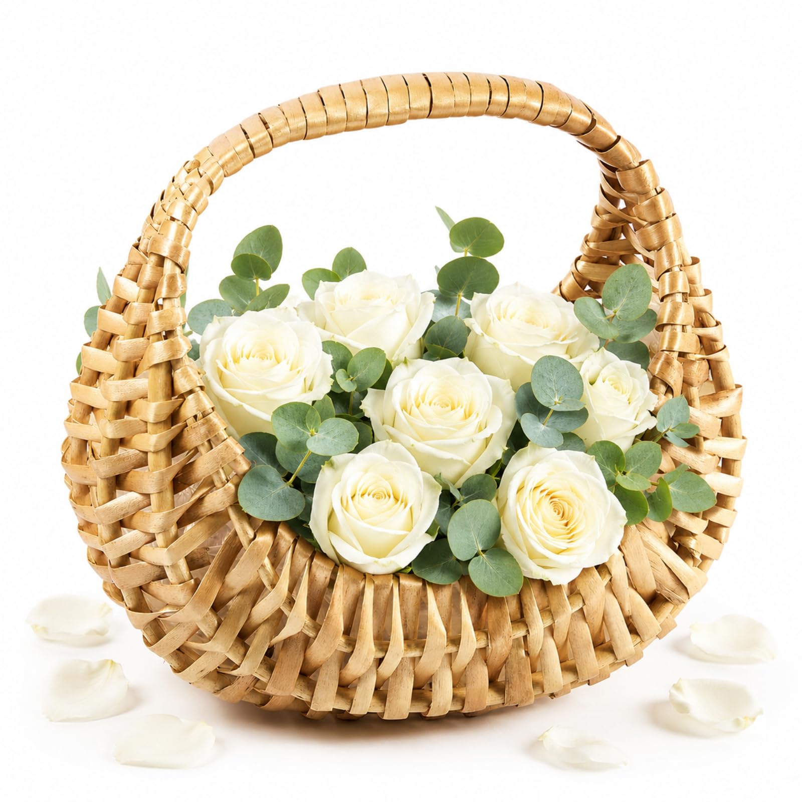 Taiyin 1 Pack Flower Girl Basket with Handle, 6.7 x 6.5 x 4.3 Inch