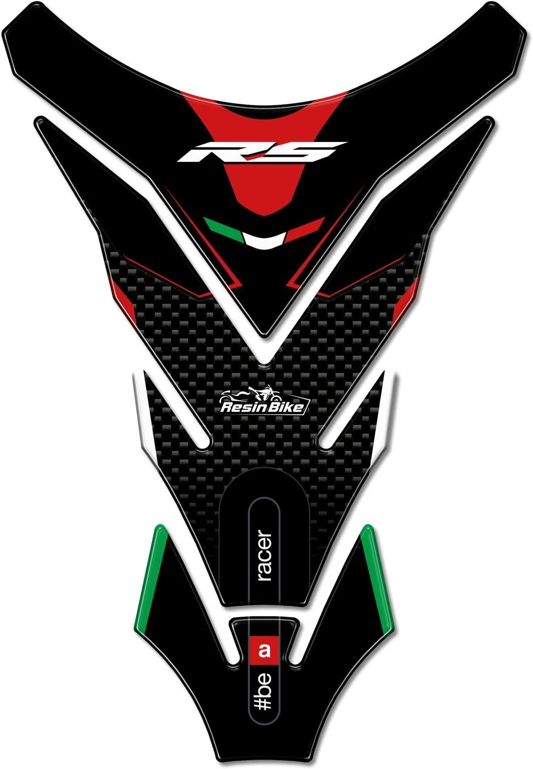 Motorcycle 3D Stickers Compatible with Aprilia RS. Fuel Tank Protection from Bumps and Scratches. Motorcycle Resin Stickers - Carbon Fiber Effect - Made in Italy