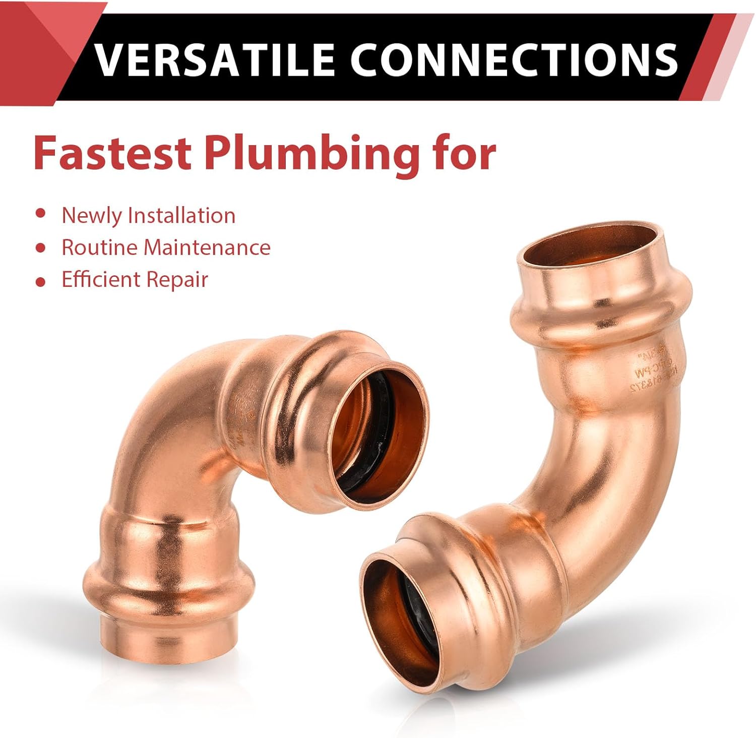 (Pack of 10) EFIELD 3/4" x 3/4" Copper Press Fit 90 Degree Elbow Fittings For Copper Tube Connection, LBP Design,(PRESS005)