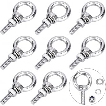 Eye Bolt with Nuts, 304 Stainless Steel Machinery Shoulder Eyebolts