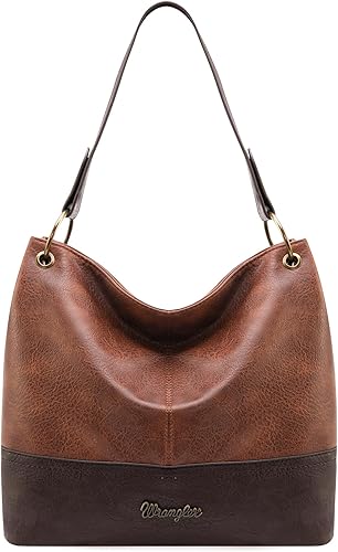 Wrangler - Bolsas Hobo para mujer de cuero vegano con asa superior bolsos y bolsos de hombro Negro, Marrón, Coffee, Hot Pink, Caqui, Pewter