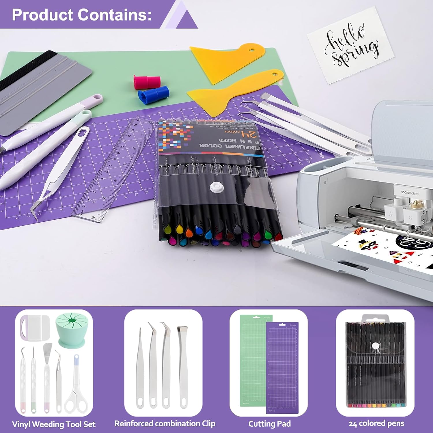 43PCS Accessories Bundle for Cricut Joy Supplies Cutting Mat for Cricut Joy Cricut Vinyl Beginner Bundle Tool Kit Craft Weeding Set Colored Pencil Cutting Mat Scraper Ruler Pen Adapter (12 * 4.5in)