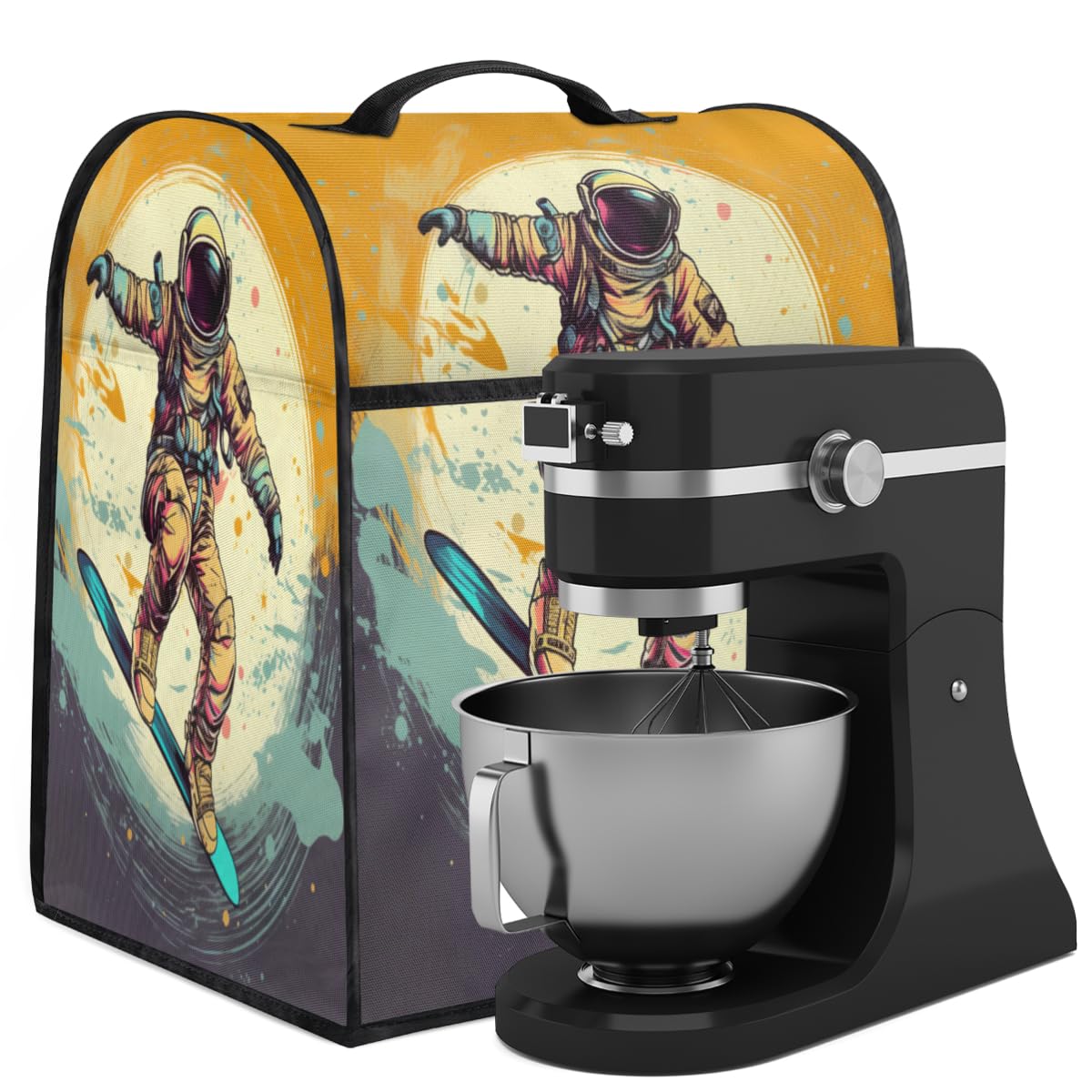 Coffee Maker Cover Astronaut Surf Kitchen Appliance Covers Small Appliance Covers Blender Cover Juicer Cover Dust Covers for Kitchen Appliances with Top Handle and Pockets,Washable,B910
