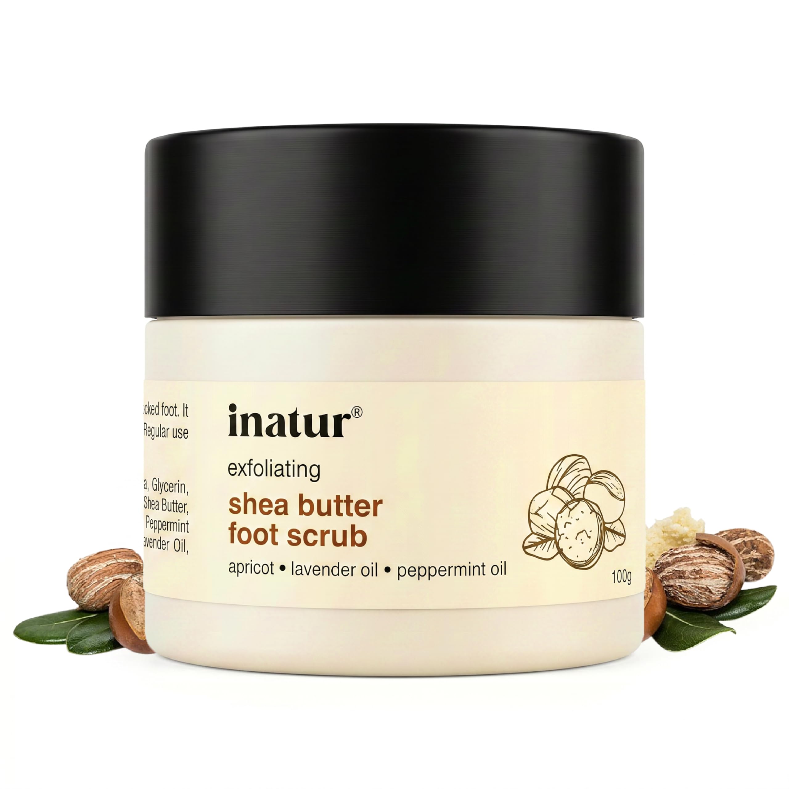 inatur Shea Butter Foot Scrub with Coconut Oil & Apricot Shell | Removes Dead Skin & Cracked Heels | Exfoliates, Softens & Smoothens Feet | With Vitamin E, Peppermint & Lavender Oils | 100g-picture-23