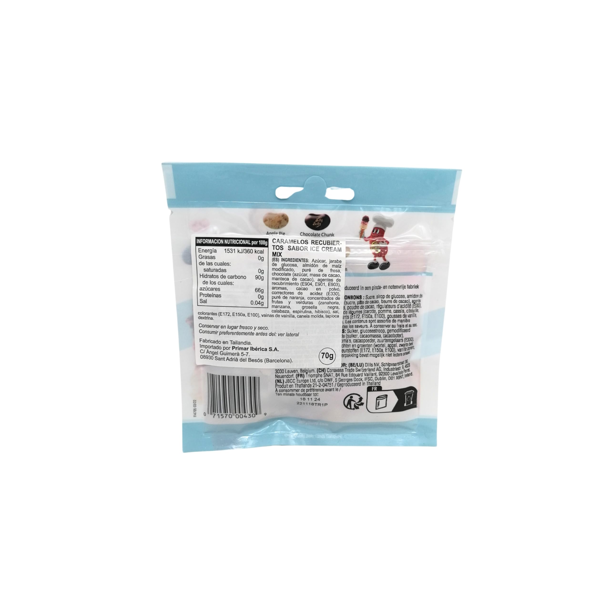 JELLY BELLY, grageas con sabor a helados 70g