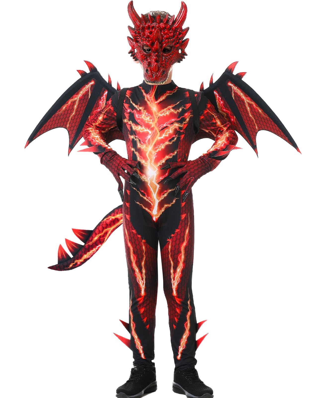aicoaub Dragon Costume Kids Halloween Costumes for Boys Red Blue Dragon Fancy Dress Kids 110 to 160 cm, 4 to 13 years