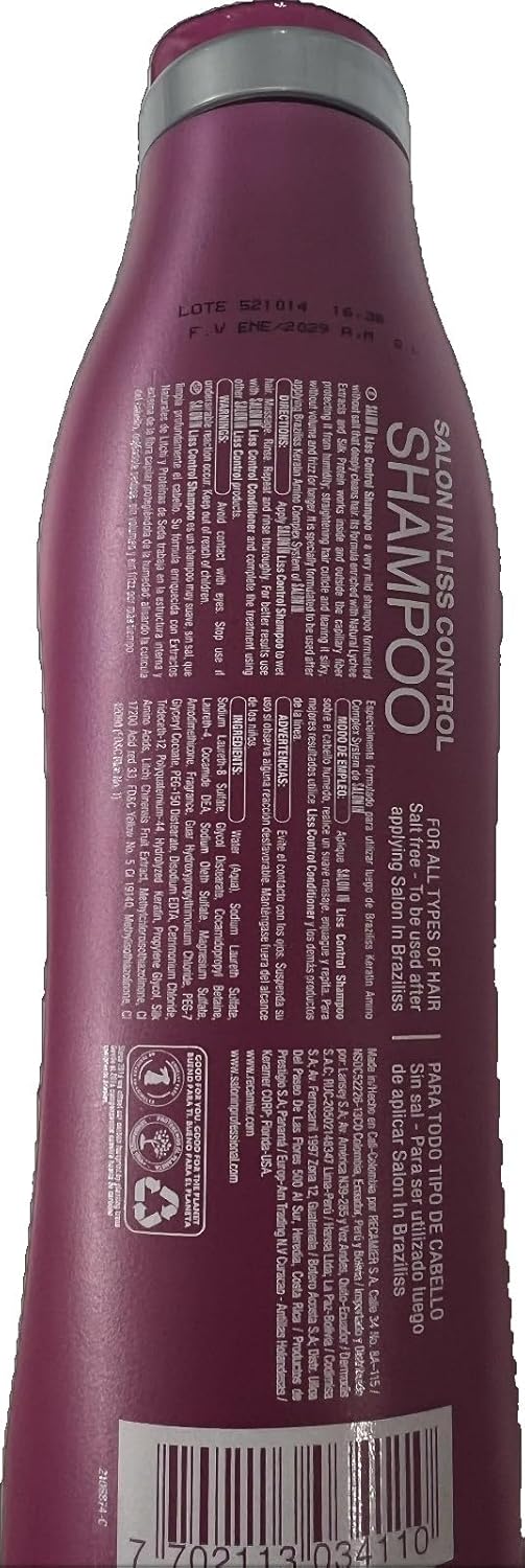 Recamier Professional Salon In +Pro Liss Control Hair Shampoo, Conditioner and Treatment Bundle 3 Piece kit 40403 Small - Image 7