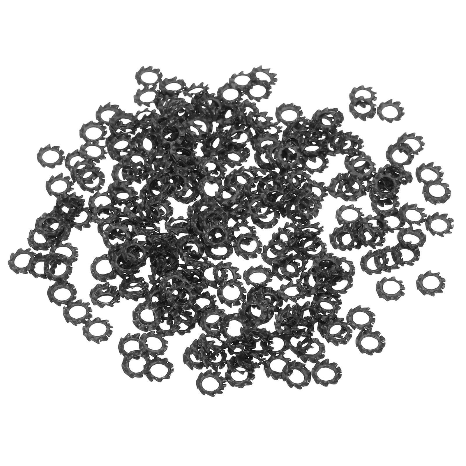 sourcing map 300Pcs External Tooth Lock Washers, M3 Carbon Steel Serrated Locking Washers for Screw Bolt Mechanical Equipment Fasteners, Black