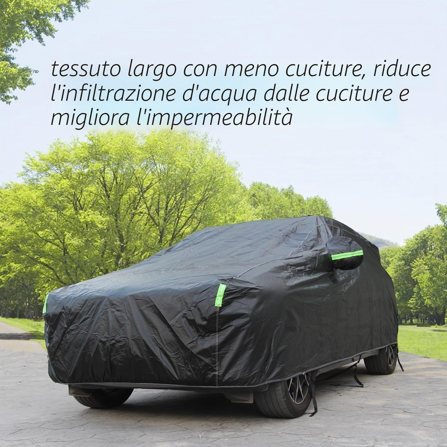 Telo Copriauto Felpato Invernale Esterno Impermeabile Antivento Antineve Telo per Auto Copriauto Nero Per Hatchback; Taglia L: Max430cm