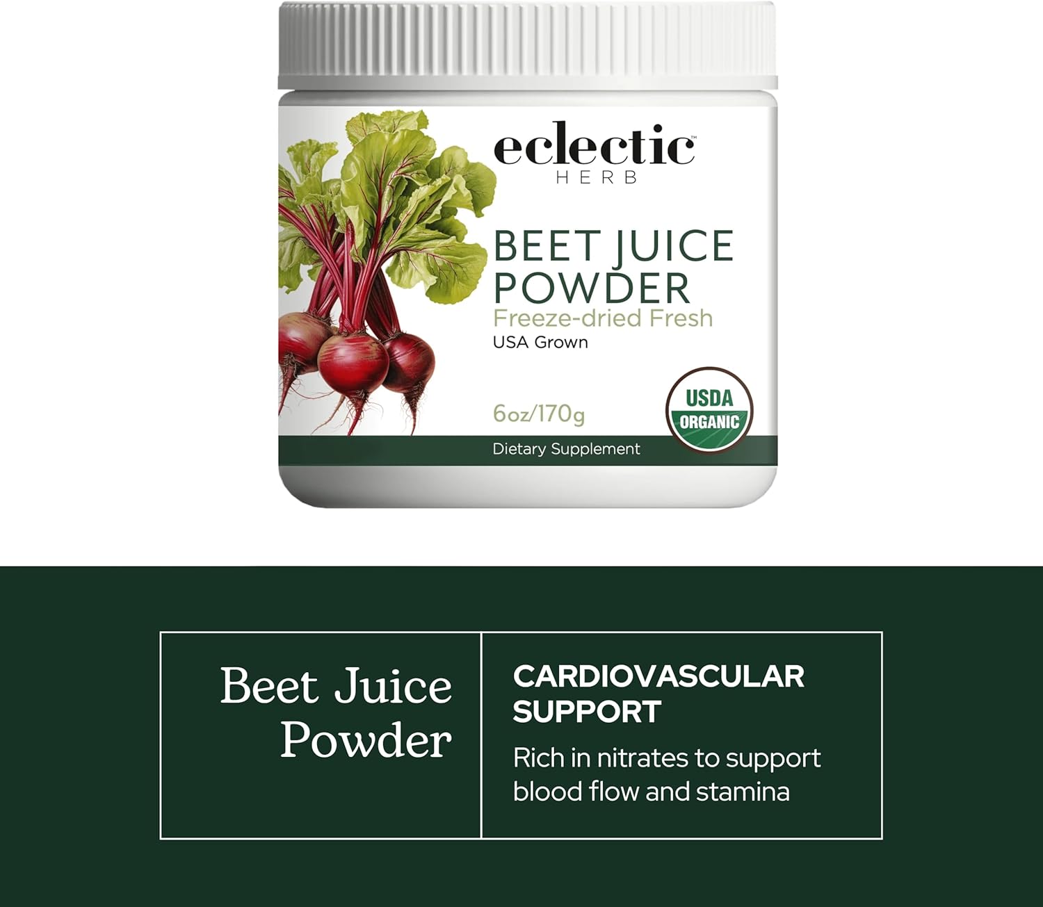 ECLECTIC INSTITUTE Raw Fresh Freeze-Dried Beet Juice Powder | 3.2 oz