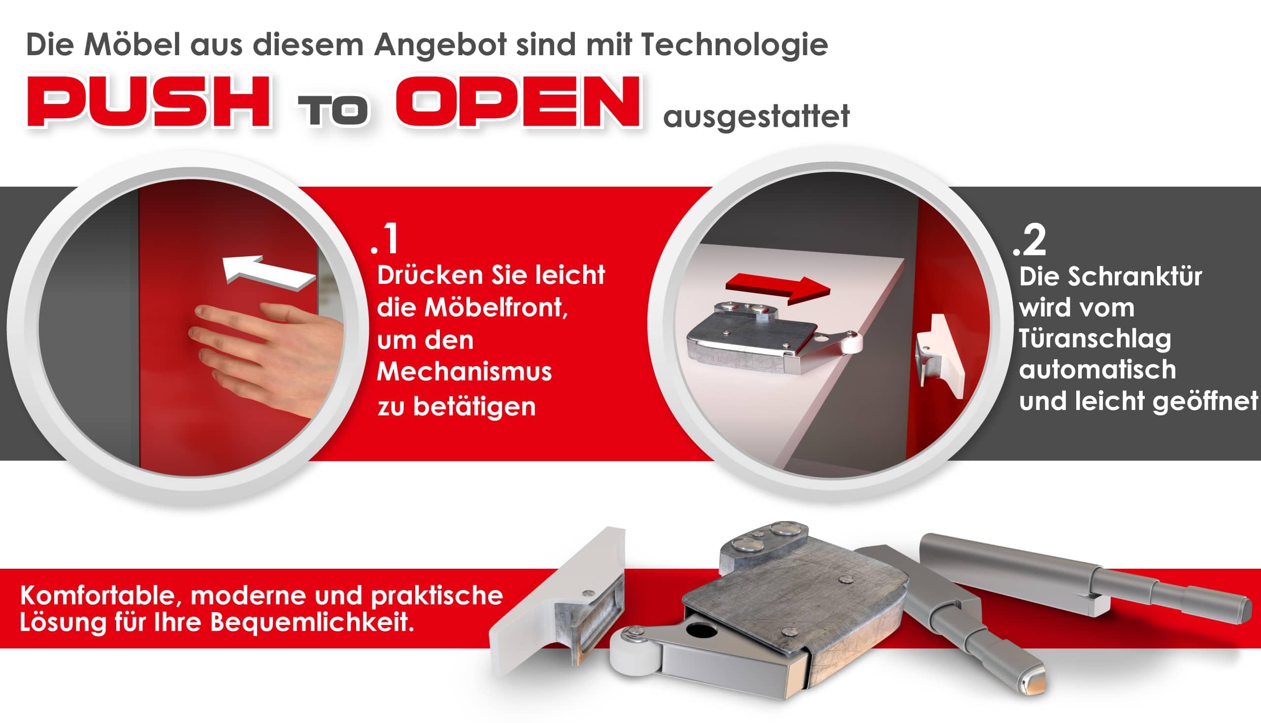 Mirjan24 Lowboard Veralli 190 mit 4 Schrankfächern, grifflose Öffnung, Schwarze Metallfüße, Fernsehschrank, TV-Schrank, TV-Unterschrank (Cashmere)
