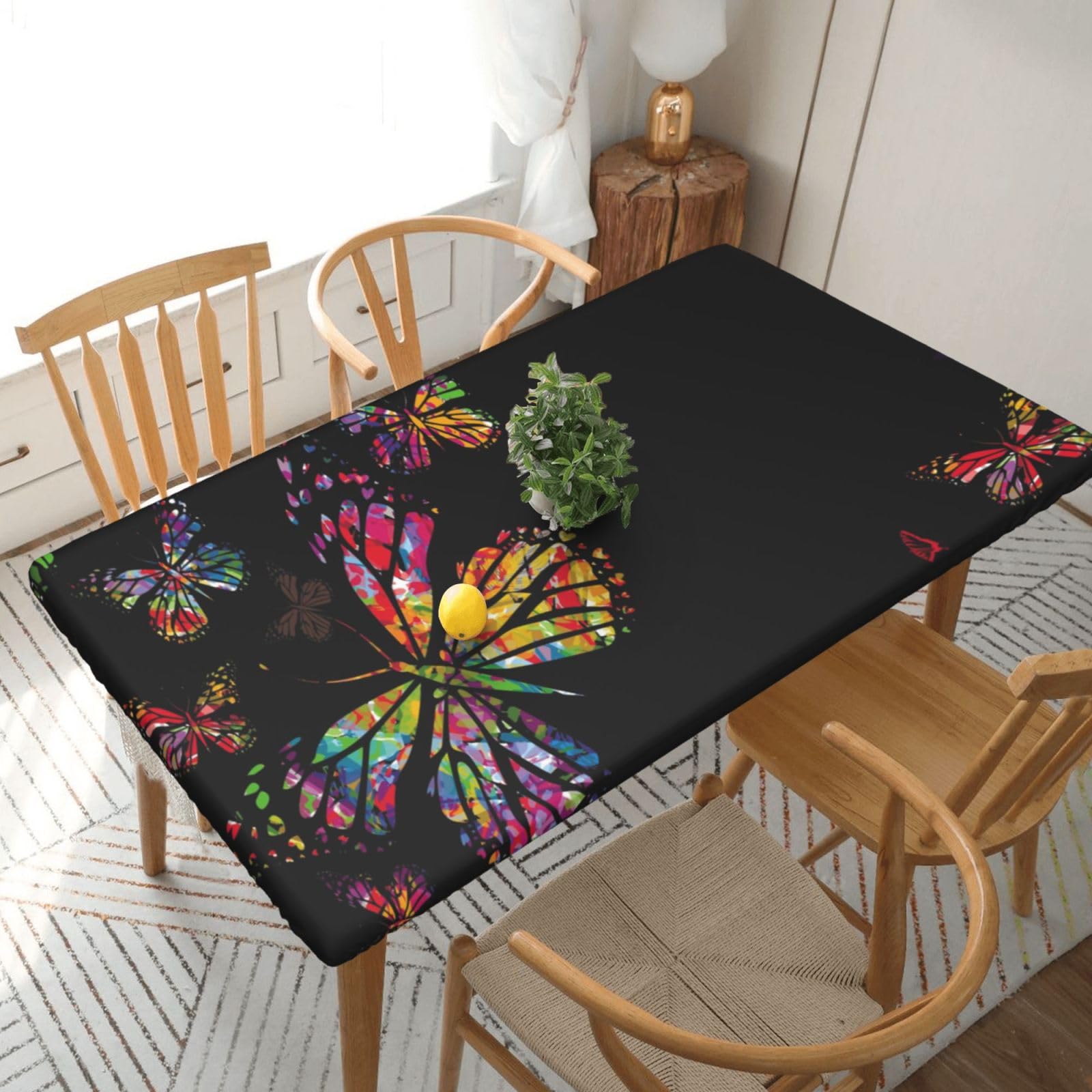 BNVSADC colorful butterfly Printed 5FT Tablecloth Polyester Kitchen Water Resistant Table Cloth Dining Table Decoration Table Covers, 152x76 CM