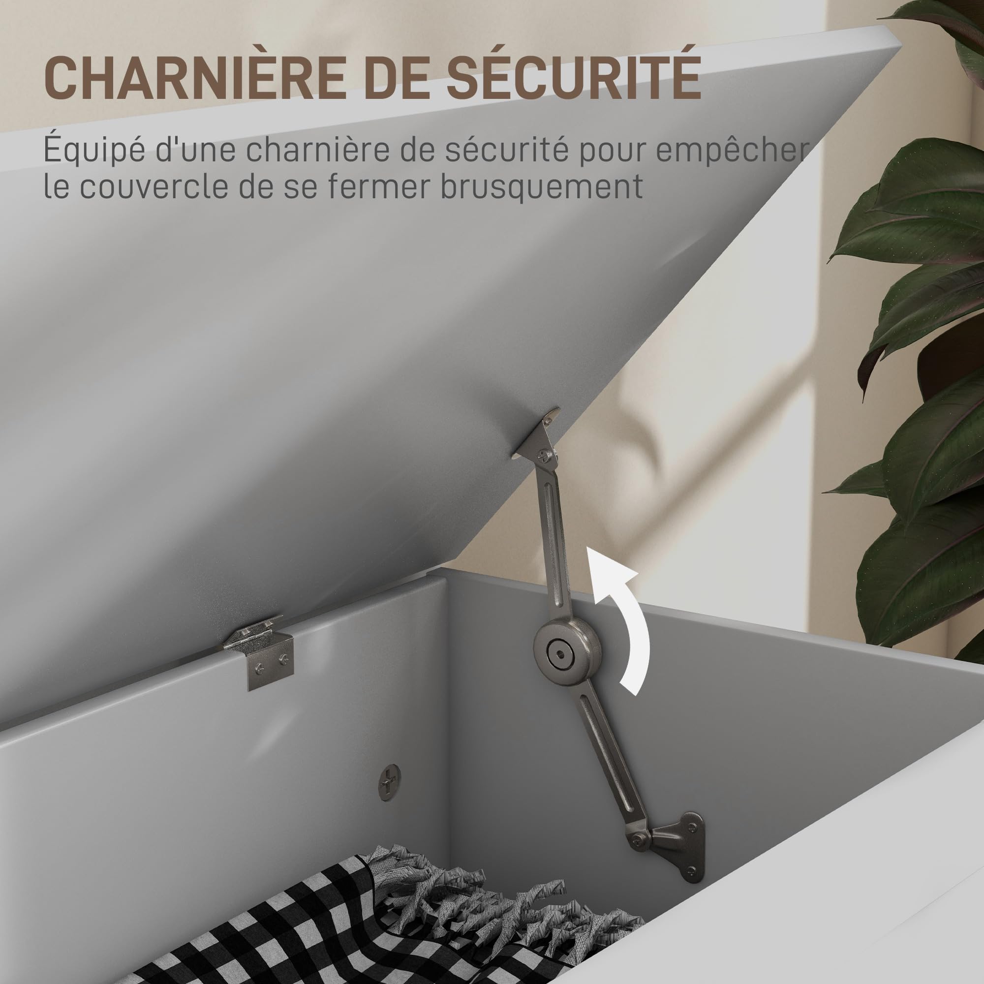 HOMCOM Coffre de Rangement, Coffre à Jouets en Bois, avec charnière de sécurité, pour Salon, entrée, 80 x 40 x 45 cm, Blanc