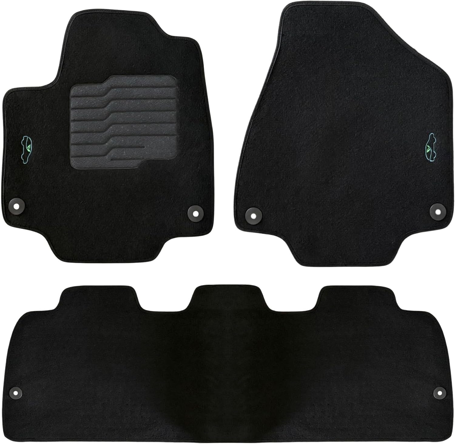 ecoMats Carpet Floor Mats Compatible with 2017 to 2026 Chrysler Pacifica Hybrid (Not for Gas Models), with Non-Slip Driver Heel Pad and Safety Locks, Front and Rear Set, Black