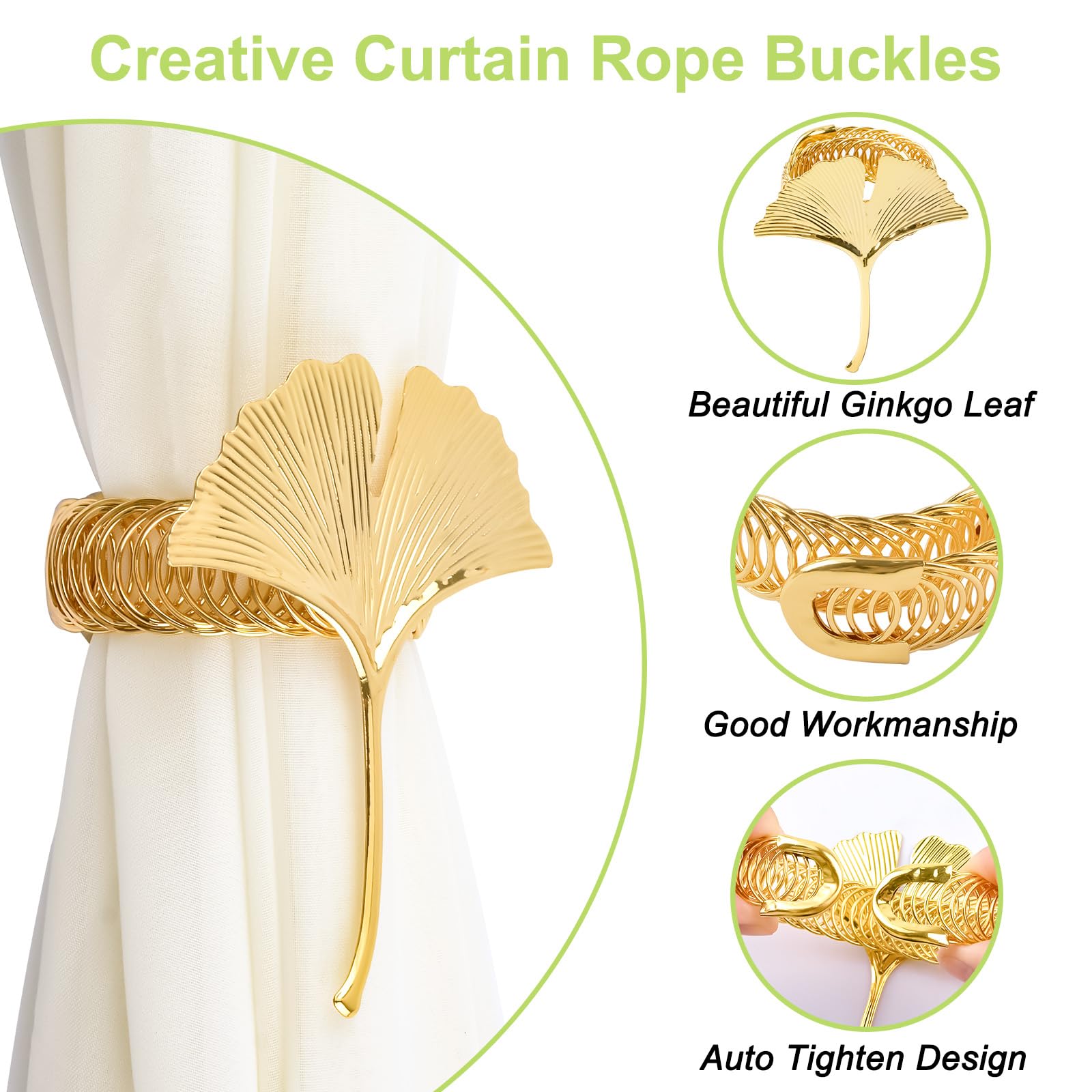 Curtain Tie Backs, 4Pcs Alloy Drapery Holdback Modern Simple Style