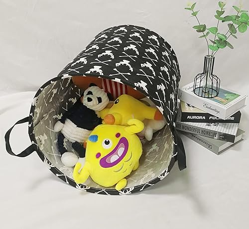 Miniatura 4 de KUNRO canasta redonda grande para almacenamiento, con cubierta impermeable, organizador para la ropa sucia, para la habitación de los niños, para