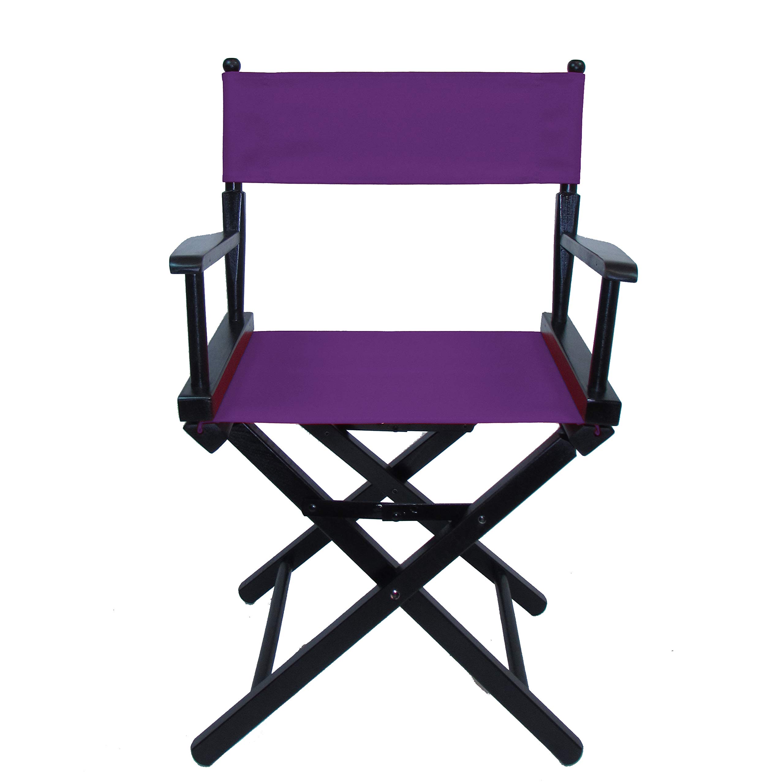 TLT Personalized Imprinted Commercial 18 Inch Table Height Black Frame Director's Chair - Purple