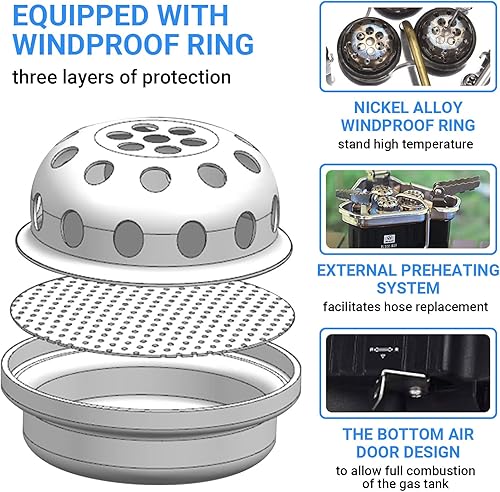 Miniatura 4 de Bulin Estufa de mochilero 3800W5800W6800W18000W Estufa de gas de camping portátil estufa de campamento plegable ligera a prueba de viento estufa de