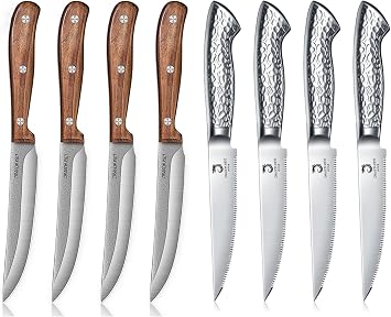 DRAGON RIOT Steak Knives Set of 8 Steak Knife Set Japanese Stainless Steel Dinner Knife Diswasher Safe Steak Knives with Box