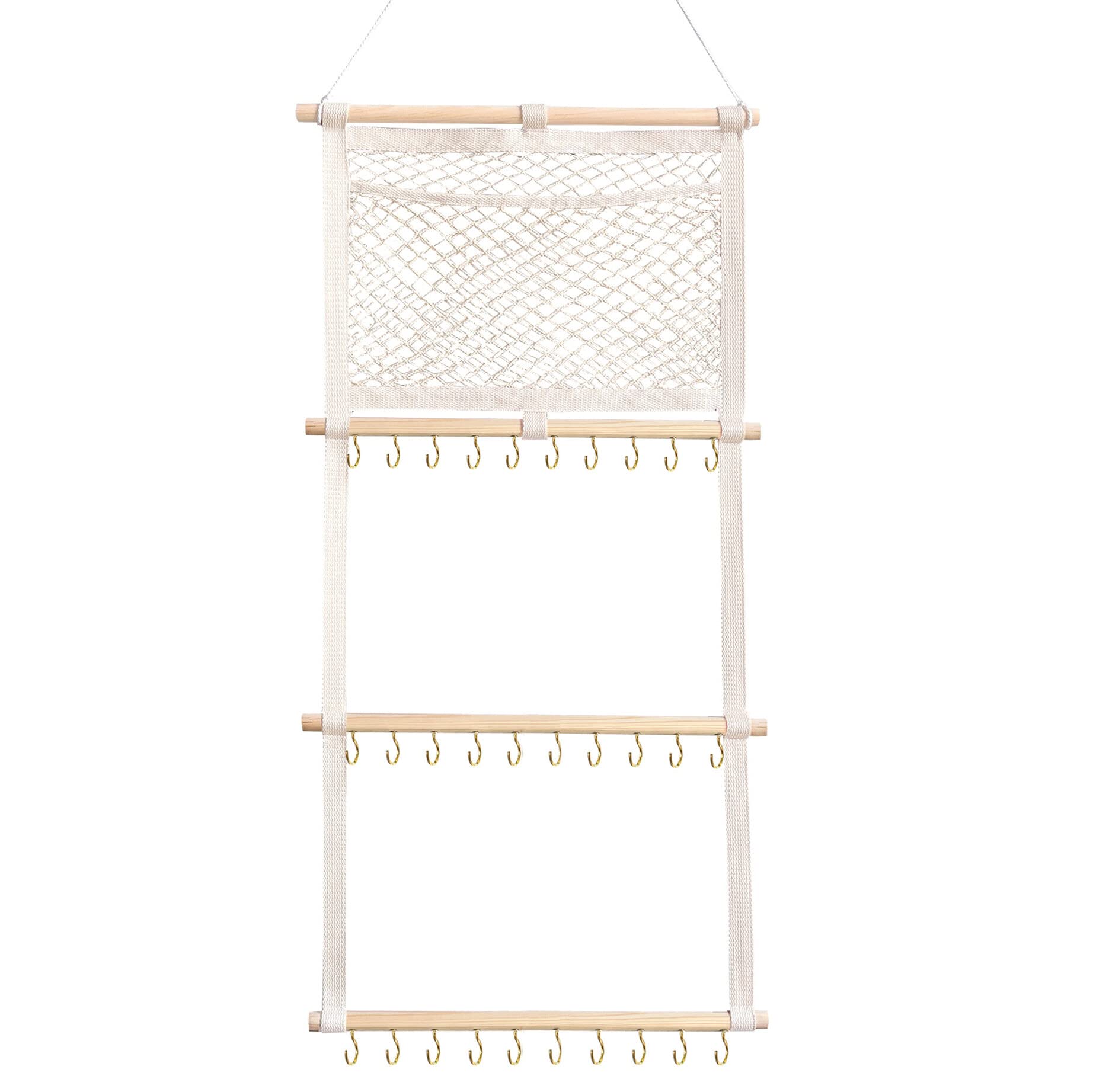 EUBUY Boho Baby Headband Holder, Hair Accessories Organizer with 30PCS Hooks, Wooden Wall Hanging Decor for Baby Girls Room Nursery Toddler Girls Room