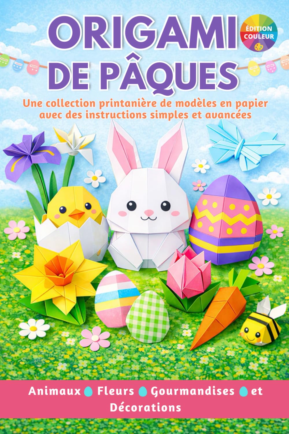 Origami de Pâques: 25 modèles printaniers avec guide de pliage illustré en couleur pour débutants et avancés | Activité amusante pour enfants et adultes