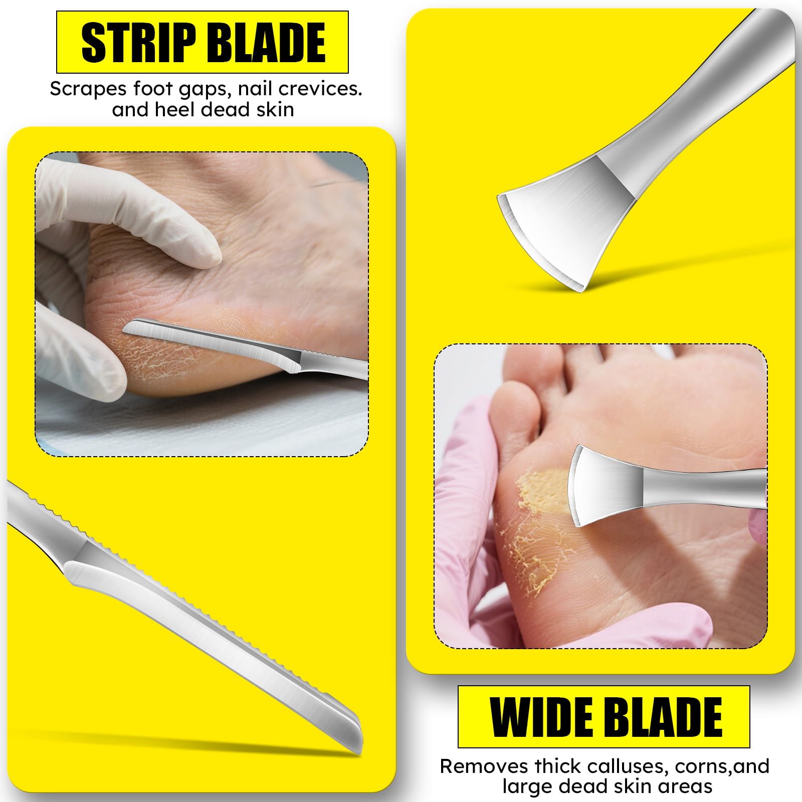 Zestaw noży do pedicure, profesjonalne narzędzia do pedicure do stóp, zestaw ostrzy do usuwania wrastających paznokci, narzędzie do usuwania kukurydzy ze stali nierdzewnej, skrobaczka do stóp, ostrza